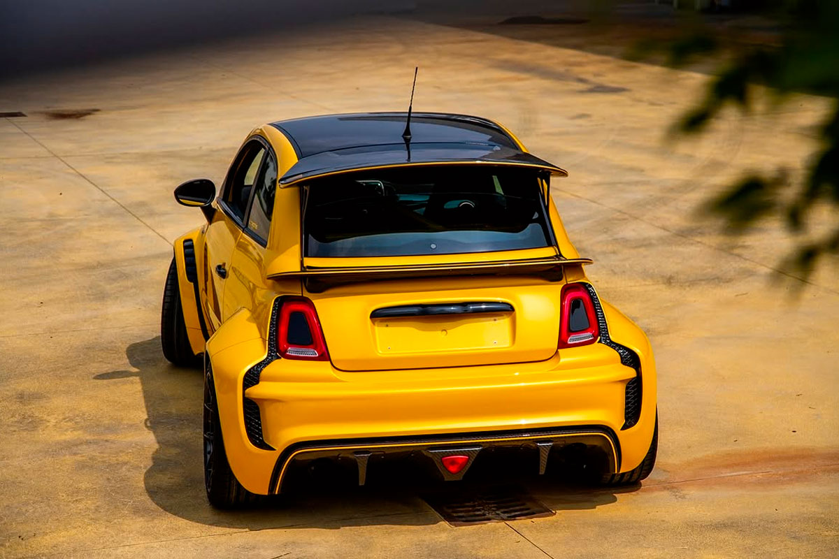 Una Abarth 500 con motore Alfa Romeo 4C e trazione integrale, realizzata da Alessandro Bonetto