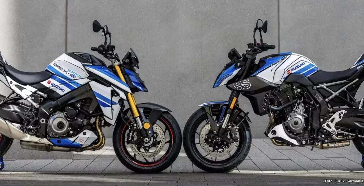 Due moto retrò Suzuki GSX-8S e GSX-S1000 con 50 esemplari ciascuna, in Germania, con design anni '80 e prezzi da 10.479 a 14.879 euro